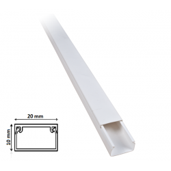 2 mt Canalina per cavi elettrica 20x10 mm in plastica passacavi bianco coprifili a parete con copertura