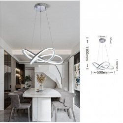 Lampadario sospeso led intrecciato 60w argento design moderno pendente luce fredda