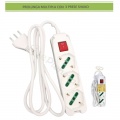 Multipresa prolunga elettrica con 3 prese schuko 16A 250V ciabatta bianco cavo 1.5 mt con interruttore