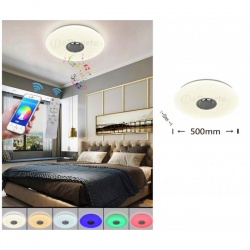 Plafoniera led RGB musicale bluetooth con telecomando lampadario luce muticolore rotonda cerchio bianco da soffitto moderna