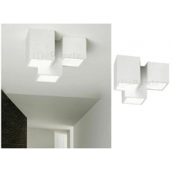 Plafoniera cubo 3 luci led attacco GU10 in gesso lampada da soffitto quadrata moderno bianco verniciabile