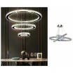 Lampadario sospeso luce led 55w 3 cerchi anelli cristallo design moderno cromato argento lampada da soffitto circolare