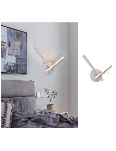 Applique da parete luce led 6w incrociato bianco lampada design moderno decorativo 2 bracci lineare per camera bagno soggiorno