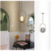 Lampadario sospeso ovale luce led E27 con sfera in rete metallica lampada oro design moderno minimal per camera soggiorno