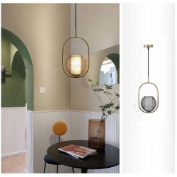 Lampadario sospeso ovale luce led E27 con sfera in rete metallica lampada oro design moderno minimal  per camera soggiorno