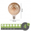 Lampadina filamento led attacco grande E27 4W sfera globo ambra effetto cristallo lampada decorativa vintage luce calda