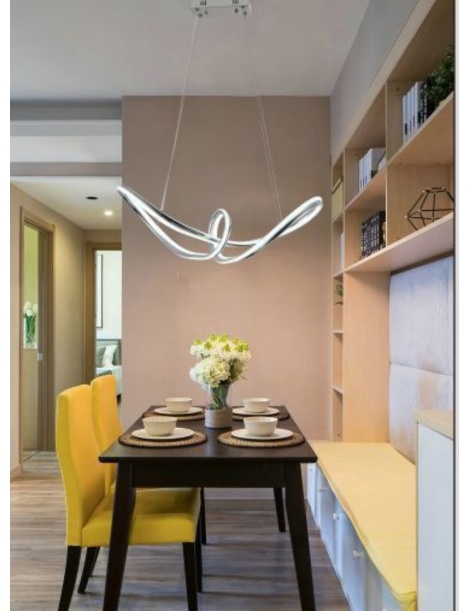 Lampadario led a sospensione 60W intrecciato design moderno argento per cucina camera soggiorno