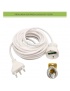 Prolunga elettrico 3 5 10mt con spina piatta presa shuko 10 16A 250V cavo bianco lineare 3G1