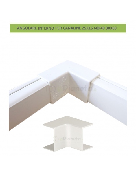 Angolare interno angolo per canaline elettriche passacavi coprifili bianco canalina 25x16 60x40 80x60