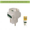 Adattatore riduttore triplo spina shuko 10/16A P17 2P/T con 2 prese bipasso e 1 presa shuko bianco