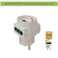 Adattatore riduttore triplo spina schuko 10/16A P17 2P/T con 2 prese bipasso e 1 presa schuko bianco