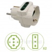 Adattatore riduttore triplo spina shuko 10/16A P17 2P/T con 2 prese bipasso e 1 presa shuko bianco