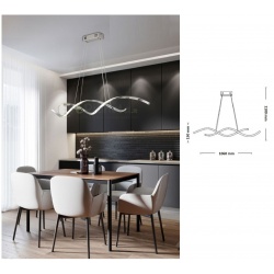 Lampadario sospeso led 28w spirale intrecciato design moderno argento orizzontale luce bianca per camera cucina soggiorno