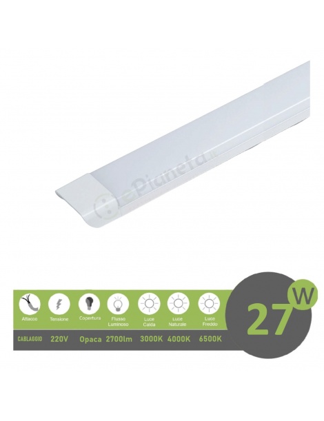 Plafoniera led 27w 60cm da soffitto parete lineare moderna neon rettangolare piatta luce bianca naturale calda