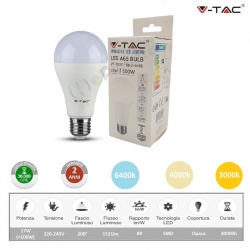 V-TAC Lampadina led bulbo 17w A65 attacco grande E27 copertura opaca luce fredda naturale calda
