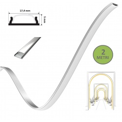 Profilo in alluminio flessibile 2m barra opaco curvabile per strisce strip led superfici curve e  archi