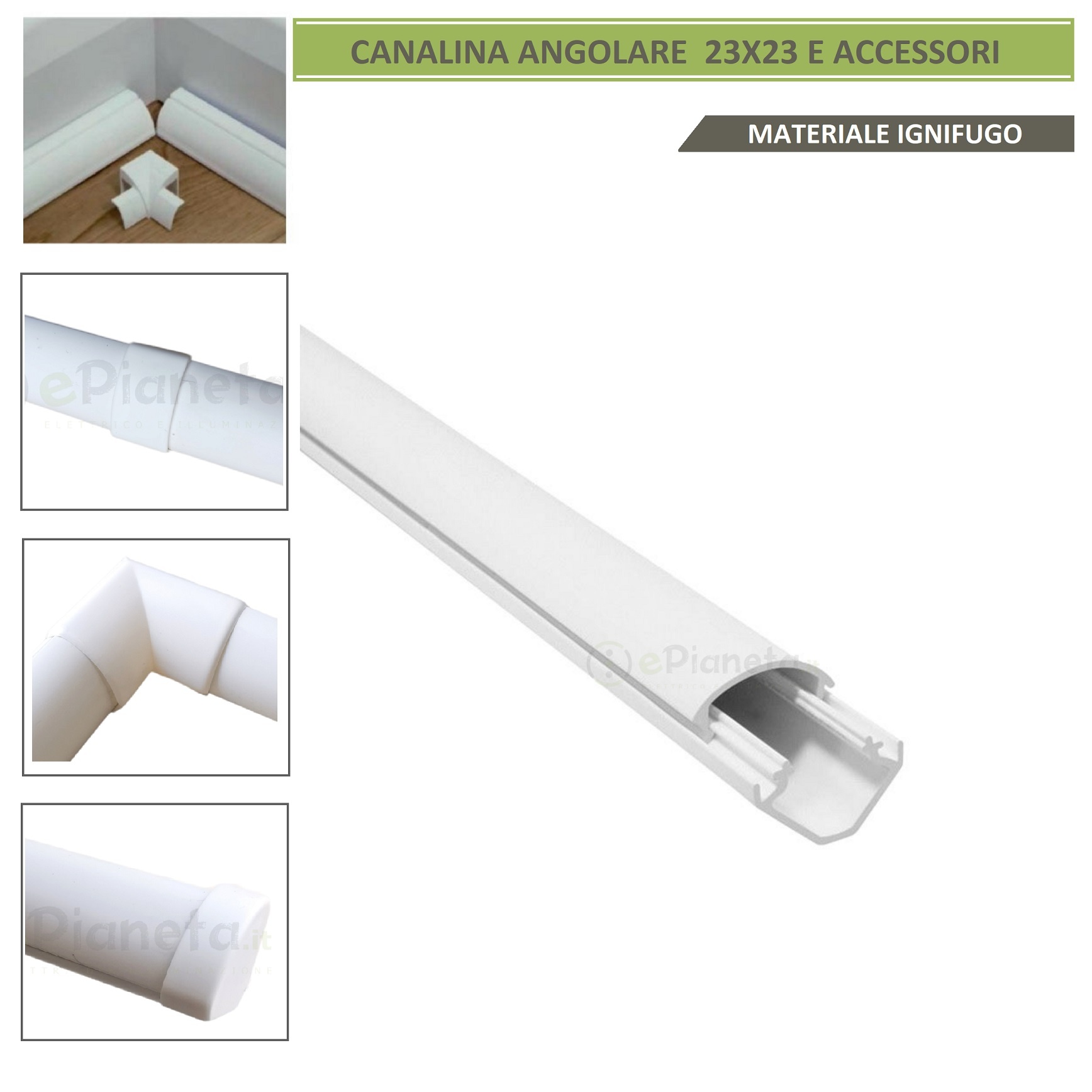 2m Canalina angolare 23x23 mm per cavo elettrico in plastica bianco  passacavi coprifili a parete con copertura