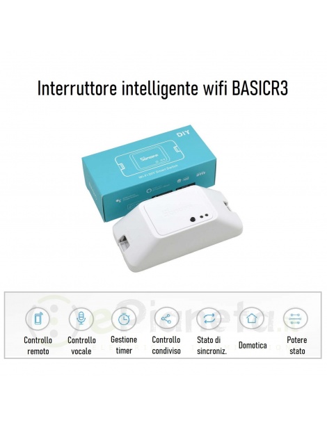 Interruttore  smart Switch wifi per controllo remoto luci domotica con Alexa Google home smartphone SONOFF BASIC R3